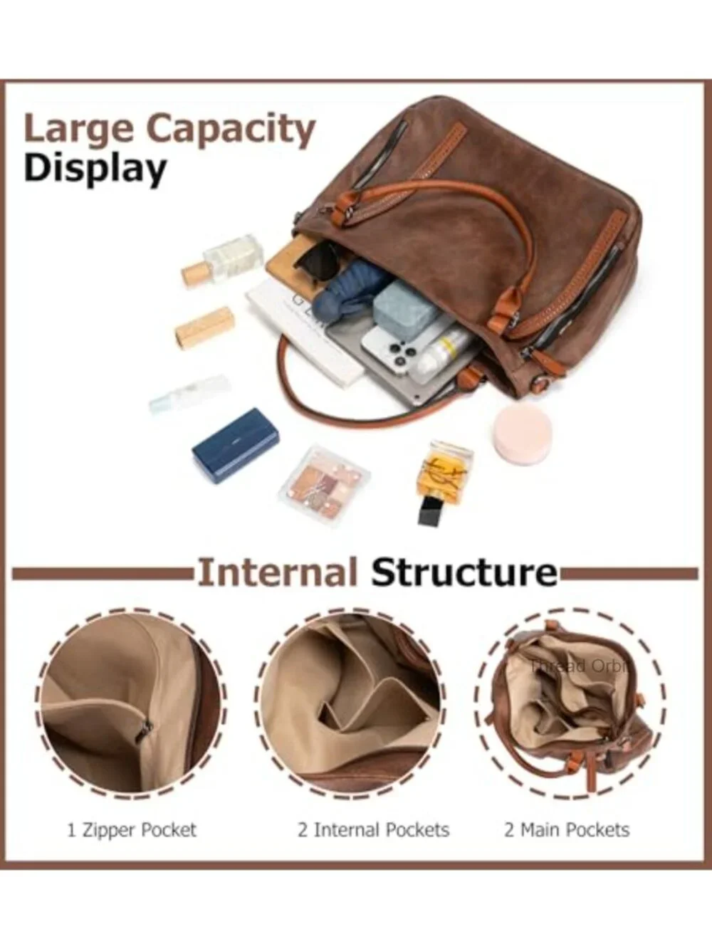 Large Vegan Leather Hobo Shoulder Bag with Adjustable Strap